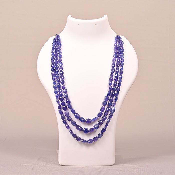 BLUE SAPPHIRE BEADS OVAL SHAPE 3 LINE 532 CRT
