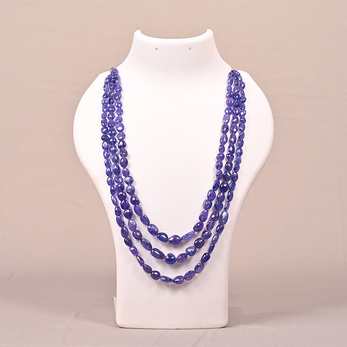 BLUE SAPPHIRE BEADS OVAL SHAPE 3 LINE 532 CRT