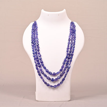 BLUE SAPPHIRE BEADS OVAL SHAPE 3 LINE 532 CRT