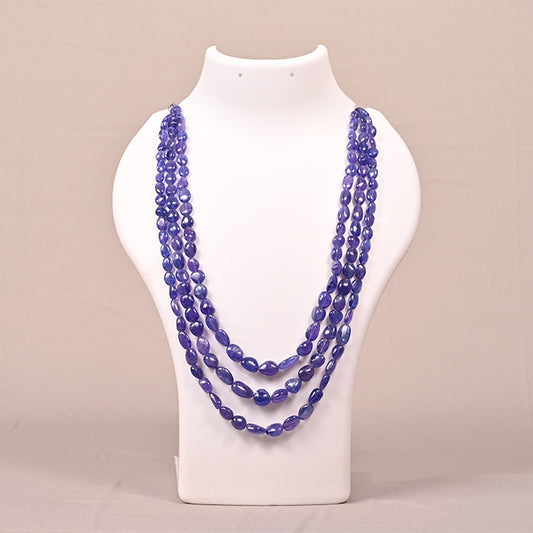 BLUE SAPPHIRE BEADS OVAL SHAPE 3 LINE 532 CRT