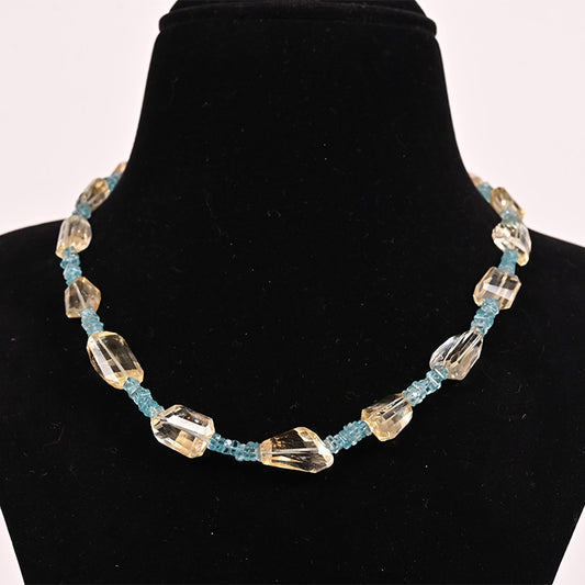 CITRINE AND APATITE NEON BLUE BEADS