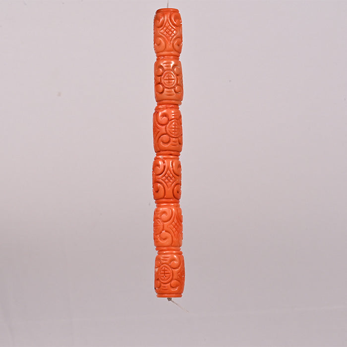 CORAL CARVED BEADS DRUM SHAPE BIG SIZE
