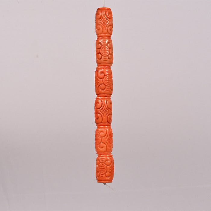 CORAL CARVED BEADS DRUM SHAPE BIG SIZE