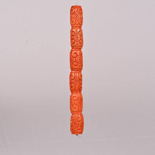 CORAL CARVED BEADS DRUM SHAPE BIG SIZE