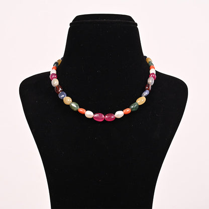 NAVARATNA MALA BIG  OVAL SHAPE 1 LINE