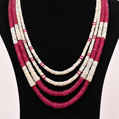 RUBY AND OPAL FLAT BEADS
