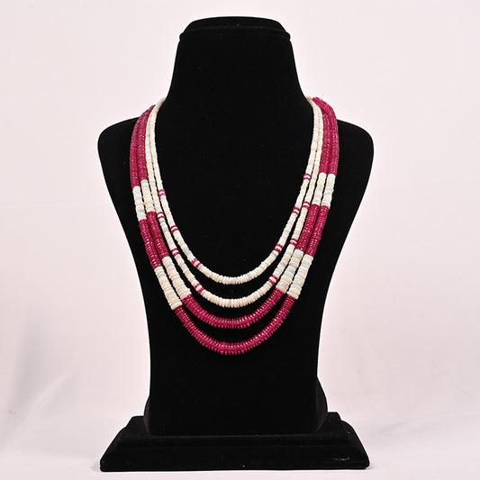 RUBY AND OPAL FLAT BEADS