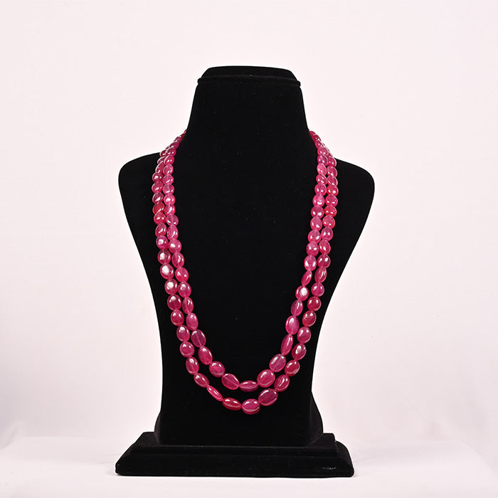 Natural Ruby (Manik) tumble beads, 2-line strand