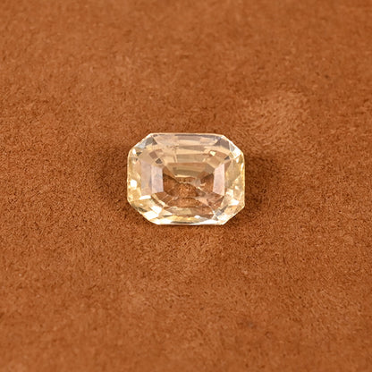 YELLOW SAPPHIRE GEM STONE CEYLONE EMERALD CUT 4.19 CRT