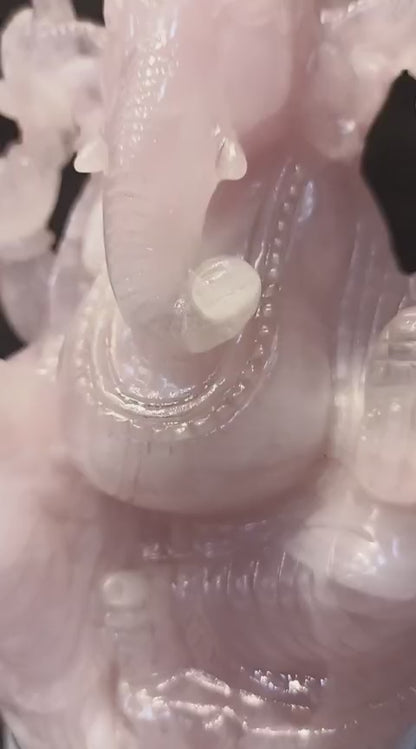 ROSE QUARTZ GANESH IDOL