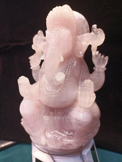 ROSE QUARTZ GANESH IDOL
